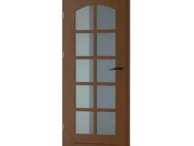 Modern Glass Paneled Wood Door 3D model