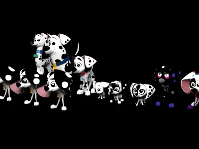 Dalmatian Street Dogs Low-poly 3D model