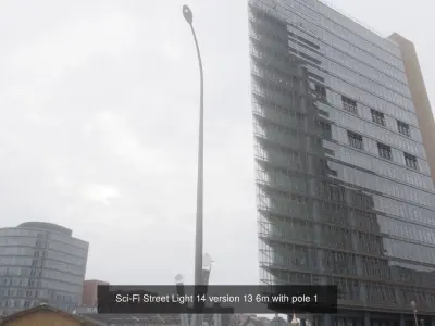Sci-Fi Street Light 14 with pole 1 3D Model Pack