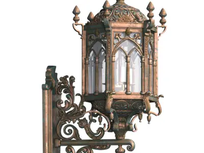 Arabic Streetlight Wall Lighted Copper Lantern Sconce 3D model