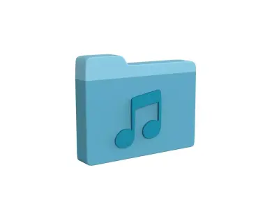 Icon Folder Music 3D Model Low-poly 3D model