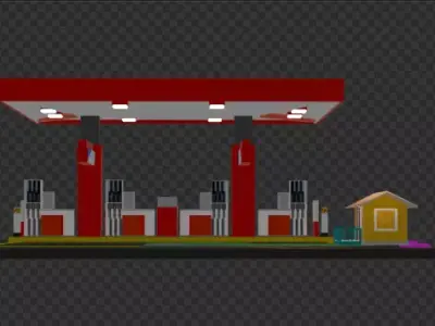 Fuel gas station  Low-poly 3D model