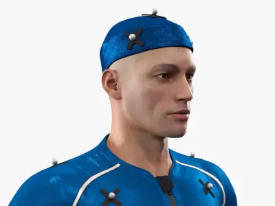  Actor in Motion Capture Suit Blue 