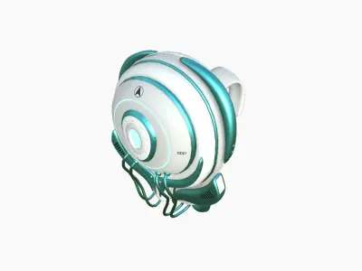 SciFi Backpack D04 White Blue - Fashion Character Design Low-poly 3D model