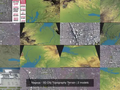 Nagoya - 3D City Topography Terrain 3D Model Pack