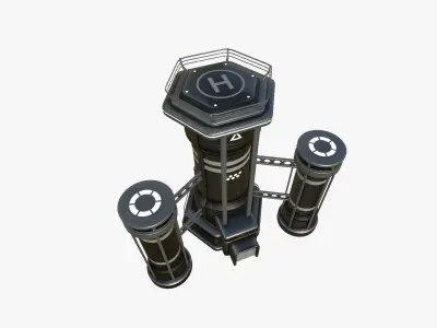 SciFi Facility A09 Dark Metal - Sci Fi Exterior Design Low-poly 3D model