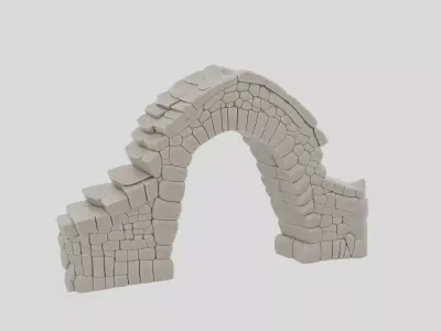 Ancient Fantasy Stone Bridge Section for 3D print 3D model