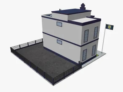 Cartoon Police Station Low-poly 3D model