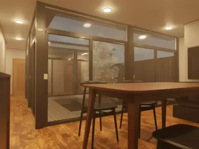 A House with a Courtyard That Reflects the Seasons 3D model