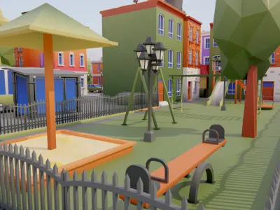 Low Poly Town Asset Pack Low-poly 3D model