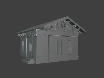 Historic Train Station Bld Low Poly Industrial Shed Warehouse  3D print model