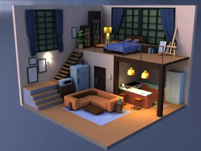 Little Room Low-poly 3D model