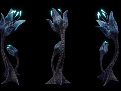 Alien Lily Flower Low-poly 3D model