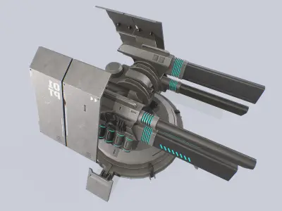 Plasma turret Low-poly 3D model 3