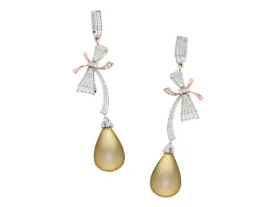 Light Weight Gold Diamond Earring  -earr27 3D print model