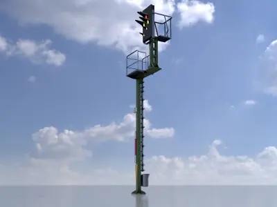 KS-Railway Signal-Post 7000mm Version-4 Low-poly 3D model