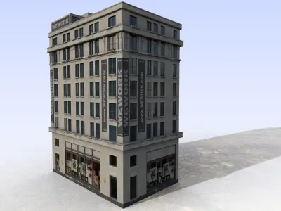 buiding brick building Low-poly 3D model