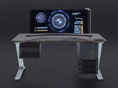 Sci-Fi Furniute - Modular Desk or Table Low-poly 3D model