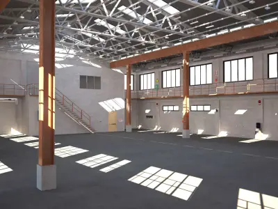 Warehouse interior and exterior 3D model by zyedzyed