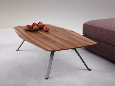 Tie wooden coffee table with metal legs 3D model