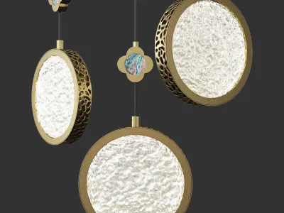 LUARA E pendant light with circular glass shade Low-poly 3D model