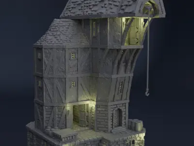 Medieval Seaside Warehouse Tabletop Terrain 28 MM 3D print model
