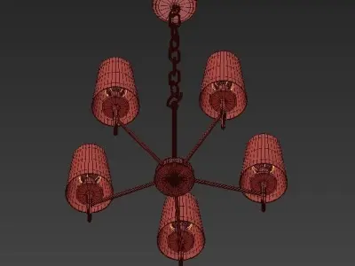 Chandelier with four lamps 3D model