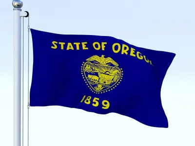 Animated Oregon Flag Low-poly 3D model