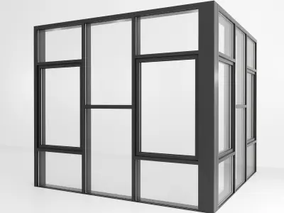 Panoramic glazing Stained glass 96 Low-poly 3D model