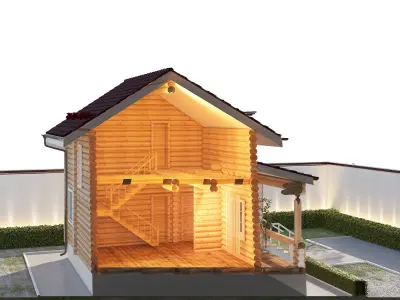 Log Home Europe Low-poly 3D model