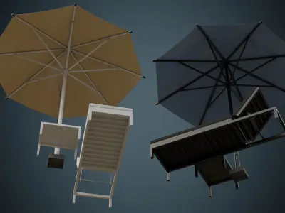 Sun Lounger 2A Low-poly 3D model