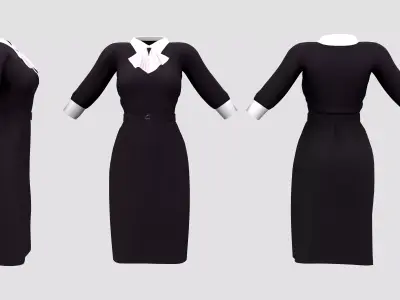 Maid Uniforms With Cravat Low-poly 3D model