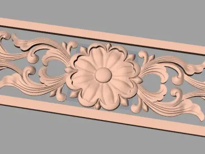 Door design 3D relief model STL format file for CNC carving E691 3D model