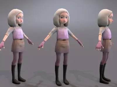 teen with gray hair Low-poly 3D model