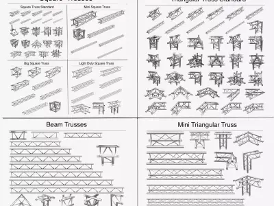 Trusses Square Triangular Beam Collection-129 PCS PRINT Modular 3D print model