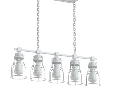 Industrial Wire Cage Wide Chandelier 3D model