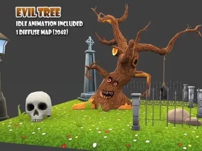 Cartoon Amusement Park Low-poly 3D model