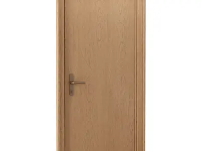 Wooden entry doors  Low-poly 3D model