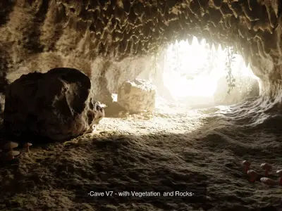 7 Cave Systems Collection - Fully-Equipped Cavern Environments 3D Model Pack
