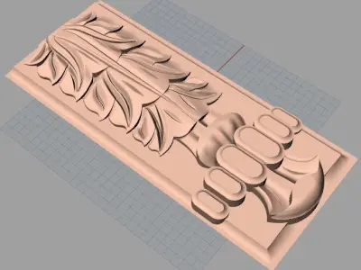 Door Post flower 3D STL Model for CNC Router Carving E961 3D model