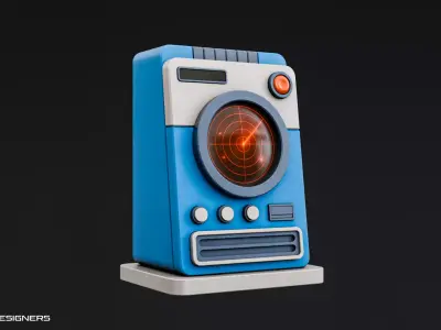 Retro Scifi Radar Device Low-poly 3D model