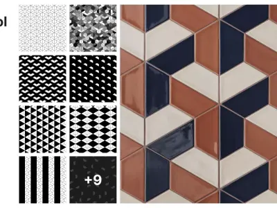  Trapezoid Tile in 3d-cube Layout Texture