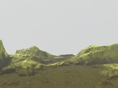 Mossy Rock Terrain Low-poly 3D model