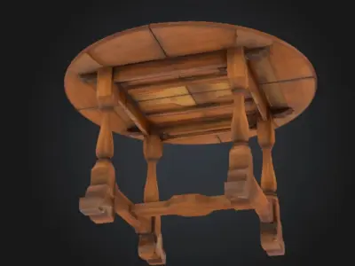 Medieval Wooden Oval Table STL OBJ 3D model