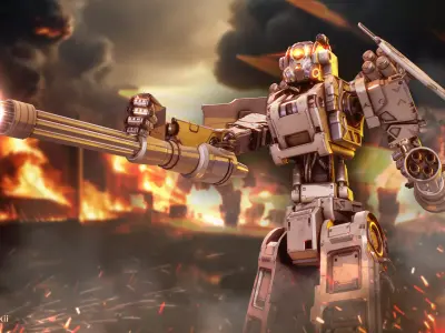 Military Robot Low-poly 3D model