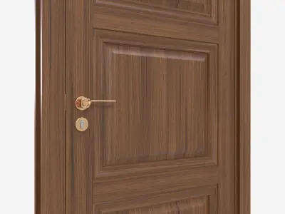Classic Wooden Interior Door with Furniture 019 3D model