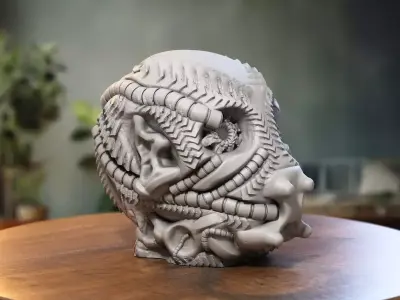 Skull robot dragon Headphone Stand Cyborg skull dragon  3D print model