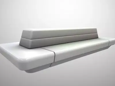 Futuristic Middle Bench Low-poly 3D model