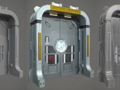 SciFi SpaceShip Door GameReady Low-poly 3D model