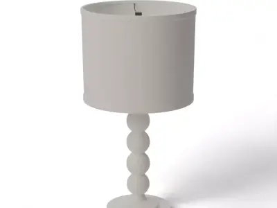 Sculptural Wood Sphere Table Lamp with Linen Shade - Naturalist Low-poly 3D model